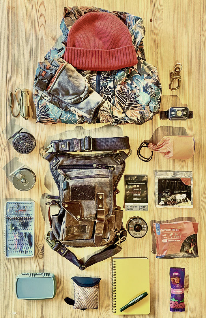 Brookshire in Chocolate with everyday carry laid out